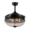 Black Retractable 3-Blade Crystal Chandelier Ceiling Fan with Remote