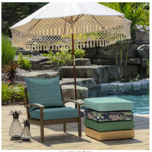 2-Piece Deep Seating Outdoor Lounge Chair Cushion in Sapphire Alana Tile