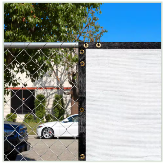 White Privacy Fence Screen Mesh Fabric Cover Windscreen with Reinforced Grommets