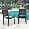 Set of 4 -  Outdoor Patio PE Rattan Dining Chairs with Powder-coated Steel Frame