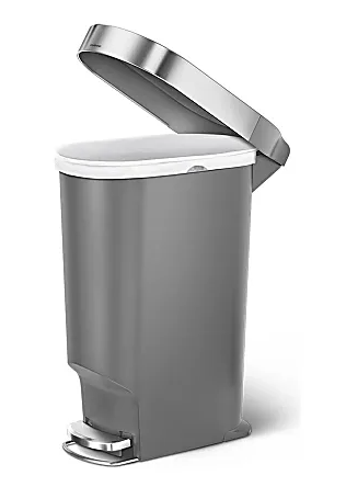 Slim Plastic Step Trash Can, Gray
