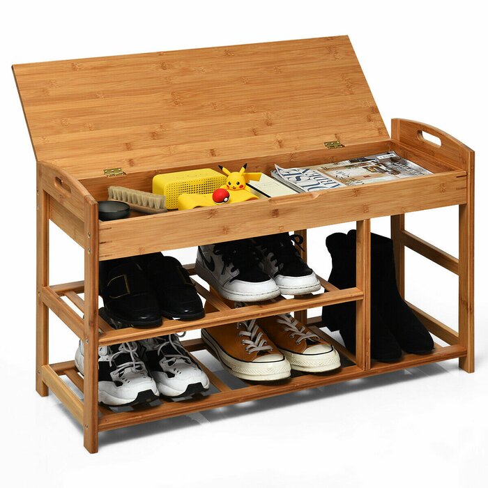 Beige 5 Pair Shoe Rack