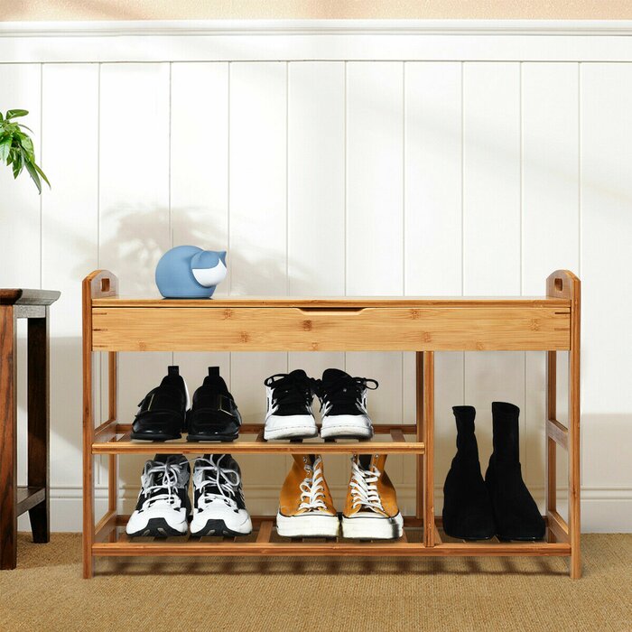 Beige 5 Pair Shoe Rack