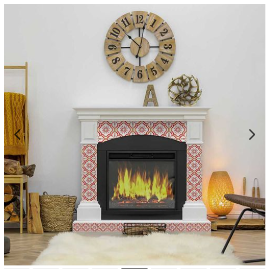 Orange and Red Pattern Backsplash Tile Stickers