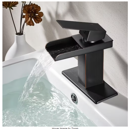 Waterfall Single Hole Single-Handle Low-Arc Bathroom Faucet in Oil Rubbed Bronze