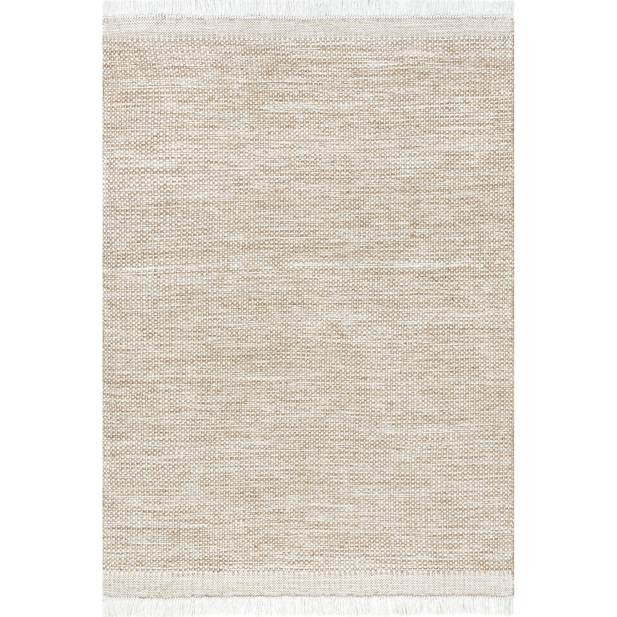 Catherine Solid Farmhouse Fringe Area Rug - 4' x 6' Beige