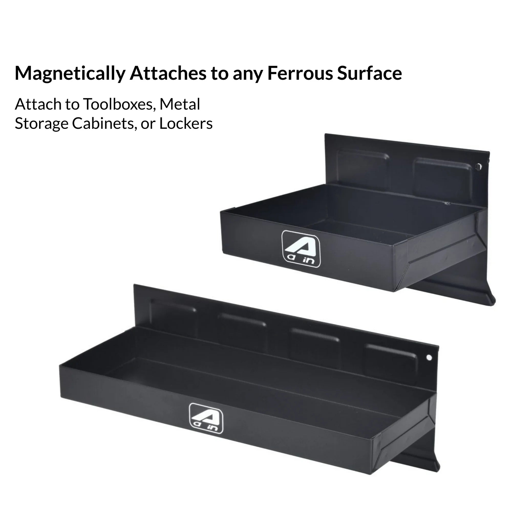 4 Piece Magnetic Toolbox Accessory Set, 2 Trays, Can Caddy, Paper Towel & Screwdriver Holder, Black