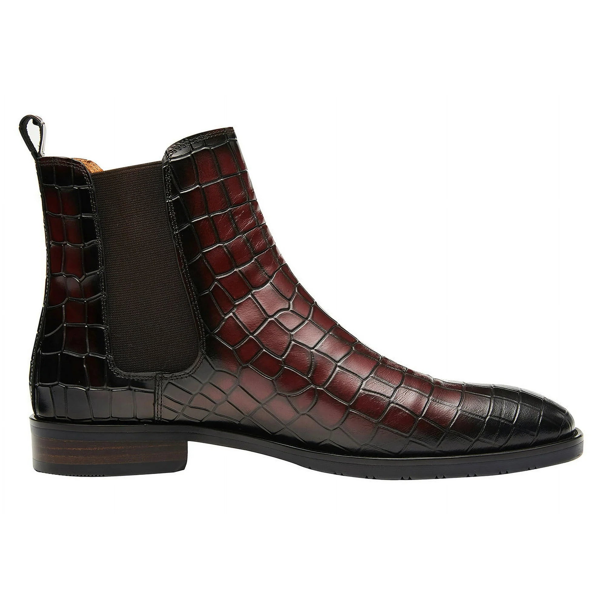 Genuine Leather Men Chelsea Boots Crocodile Pattern Ankle Boots Brown