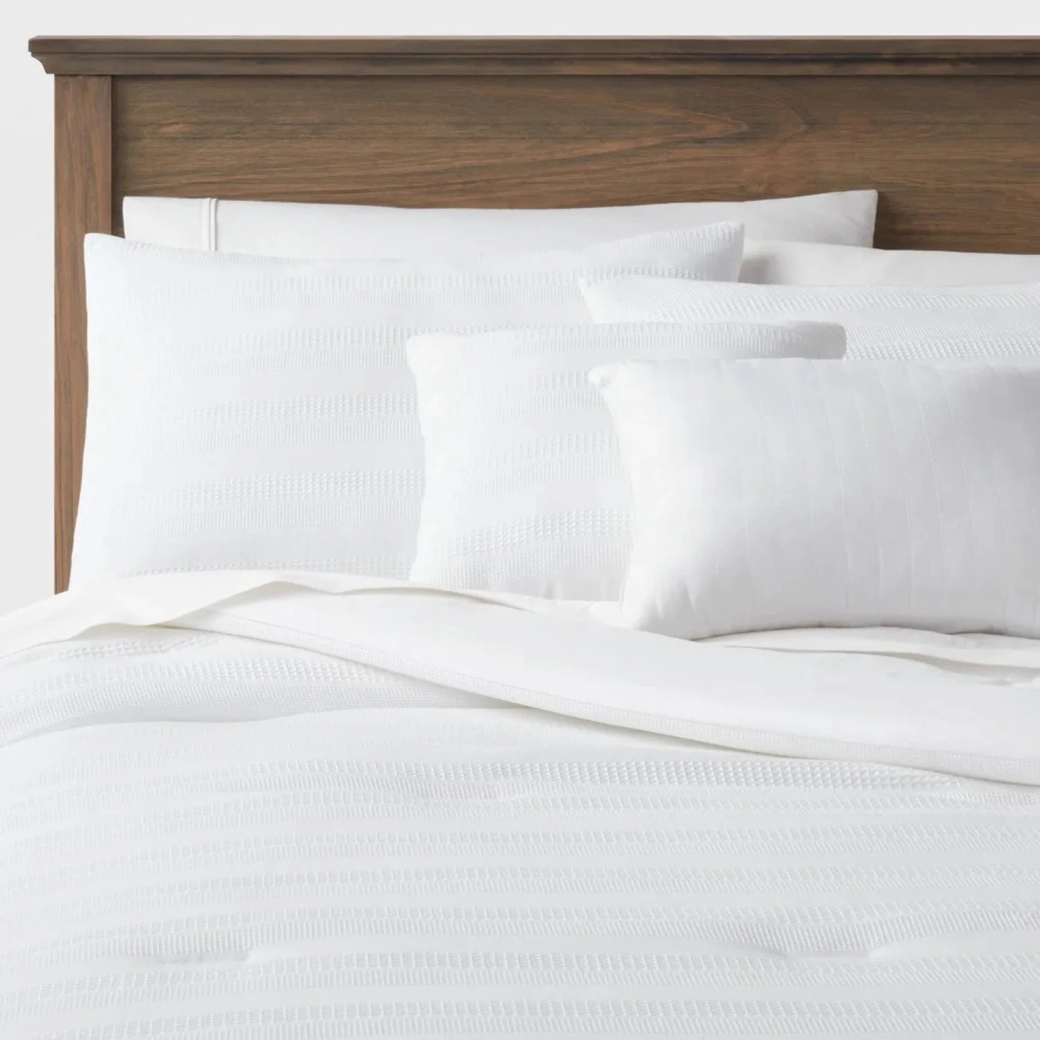 King Woven Waffle Stripe Comforter Set