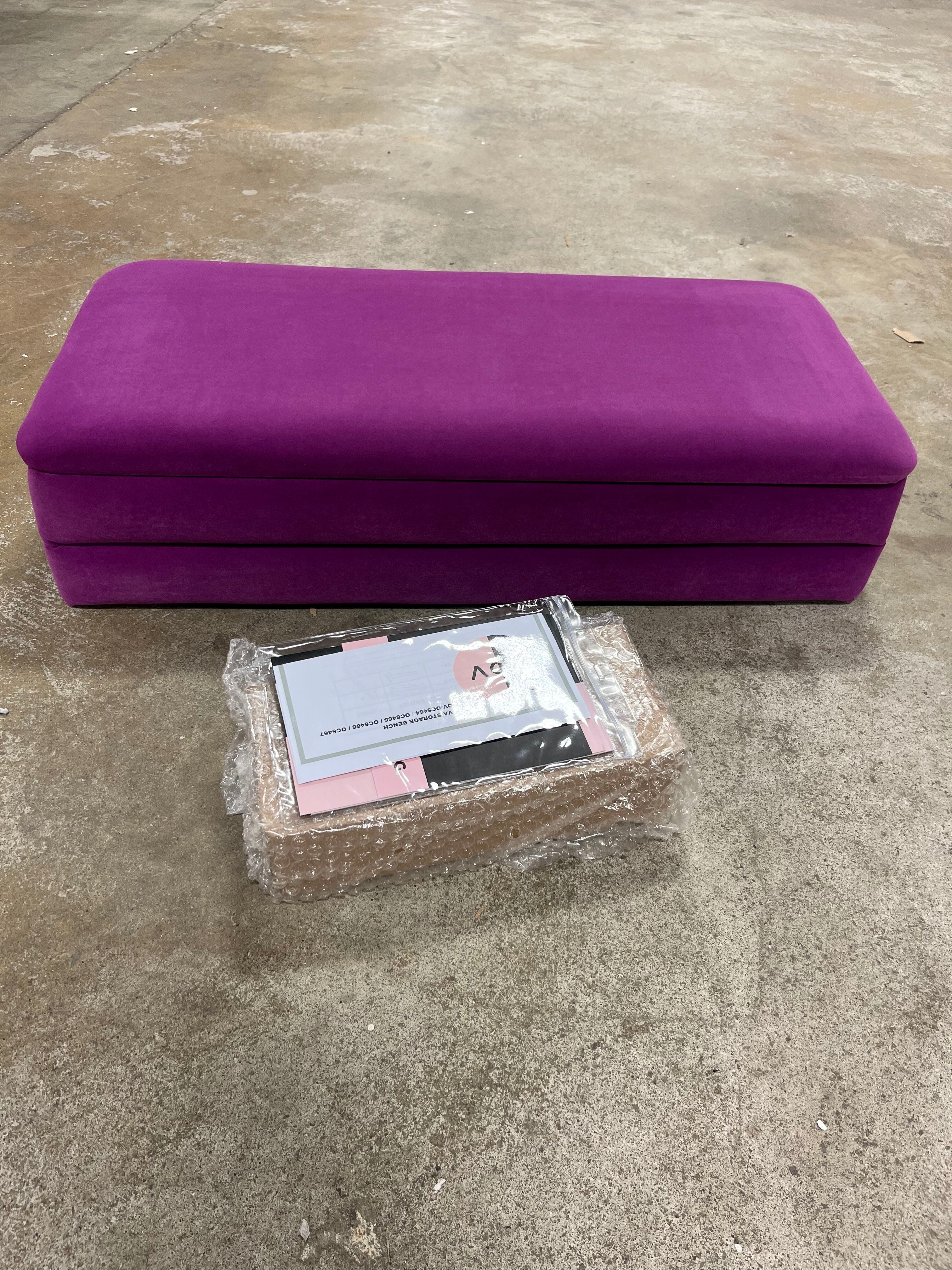 Yuki Modern Classic Purple Velvet Upholstered Storage Bench