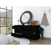 6 Drawer Double Dresser, Metal Handles -Black