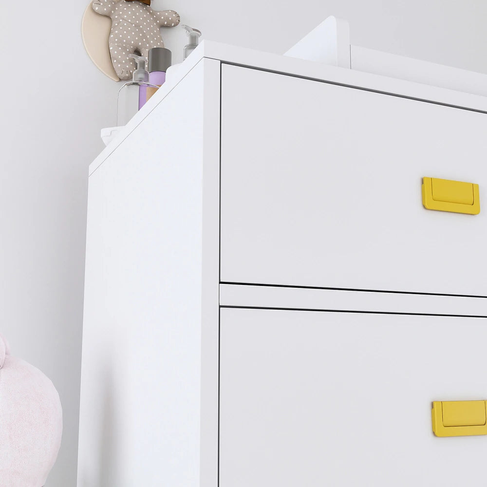 6-Drawer Dresser Change Table With Large Storage Space Chest Cabinet - White