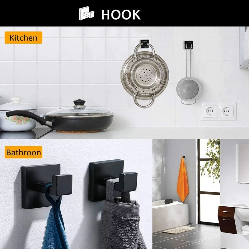 6-Piece Bathroom Hardware Set Towel Bar Set - Silver