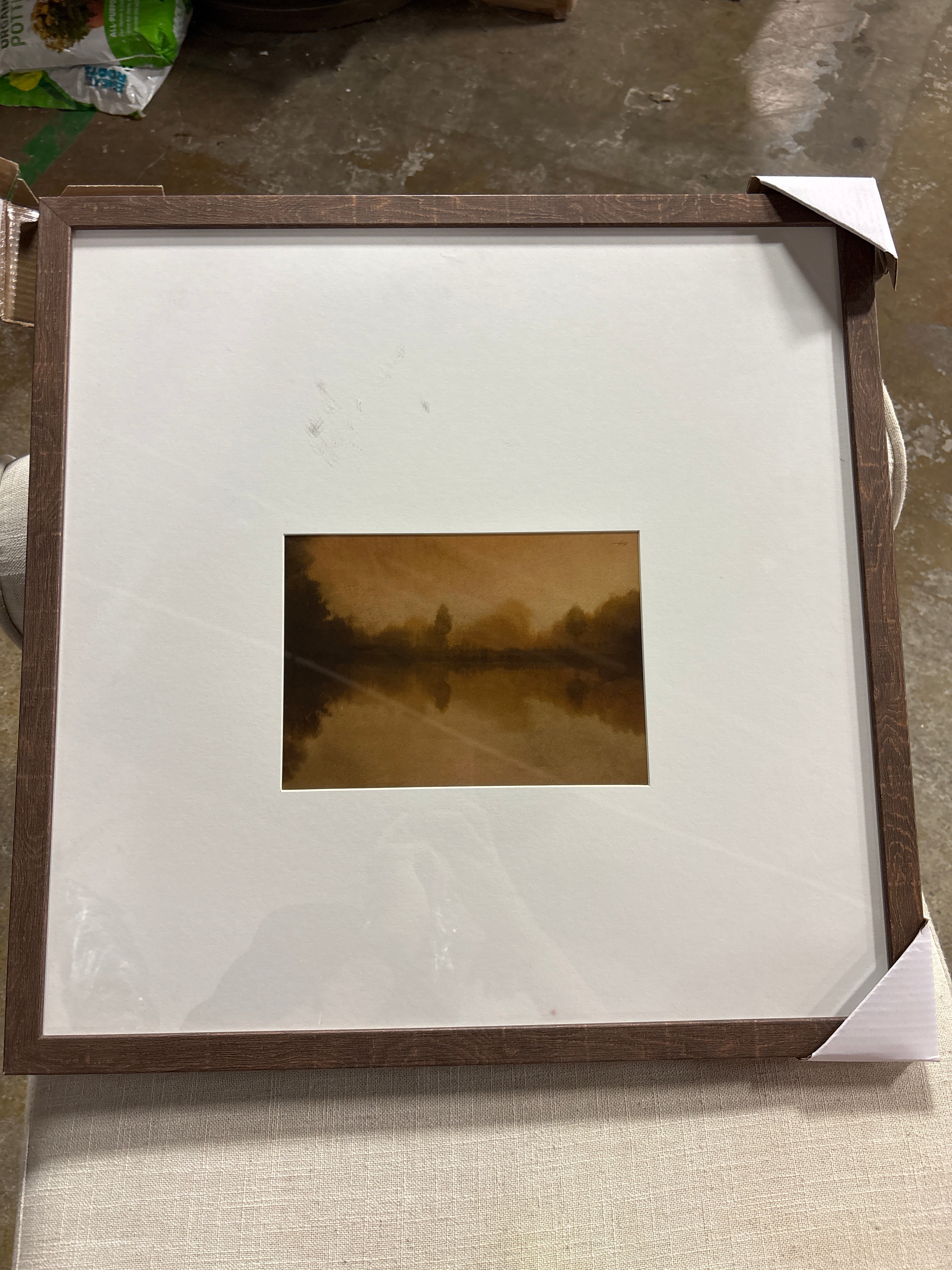 20"x20" Warm Landscape Framed Wall Art SHOWROOM ITEM
