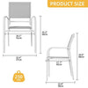 Set of 6 Outdoor Patio Chairs, Aluminum Dining Chair with Armest and Adjustable Feet for Outdoor Garden, Backyard, White