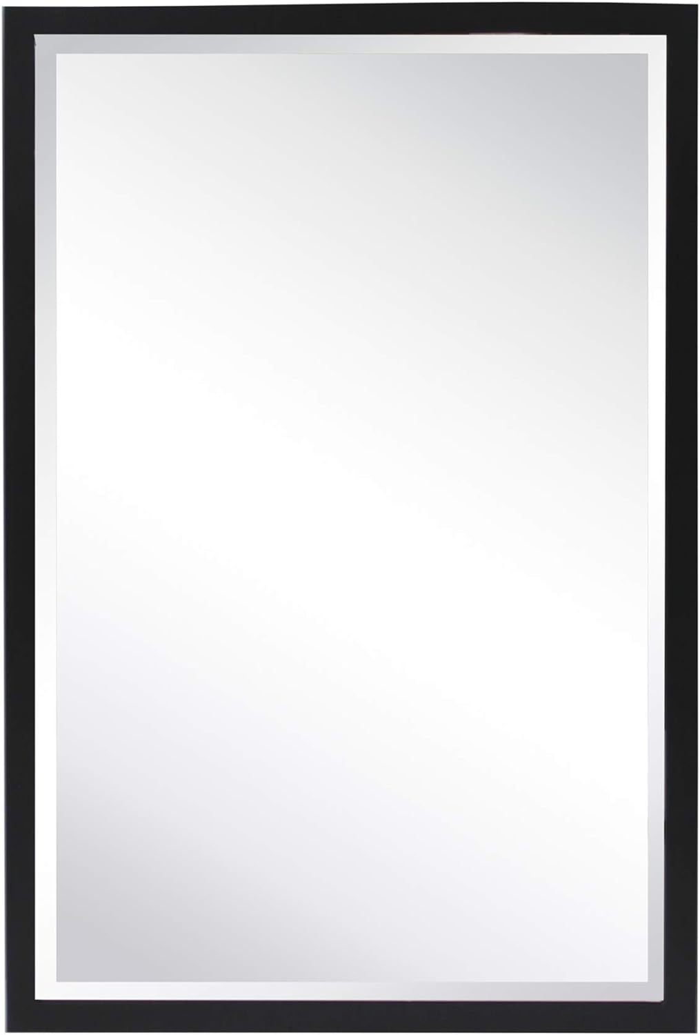 Black Metal Framed Recessed Bathroom Medicine Cabinet with Mirror Rectangle Beveled Vanity Mirrors for Wall