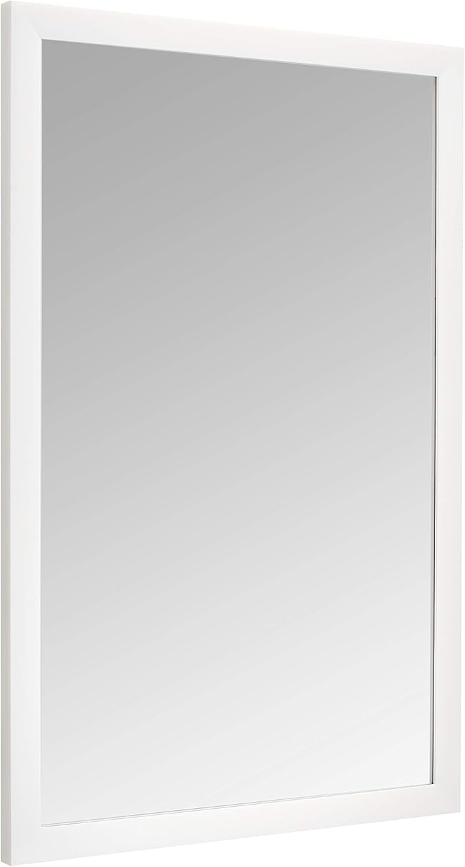 Rectangular Wall Mount Mirror, Standard Trim, White