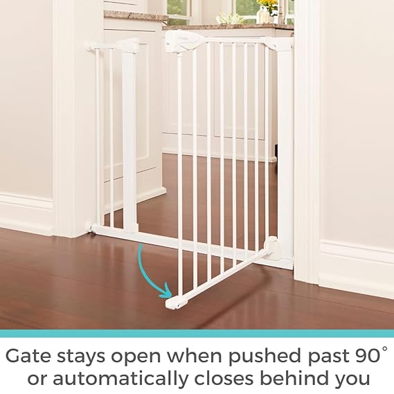 Bright Choice Auto Close Baby Gate: Pressure Mounted White