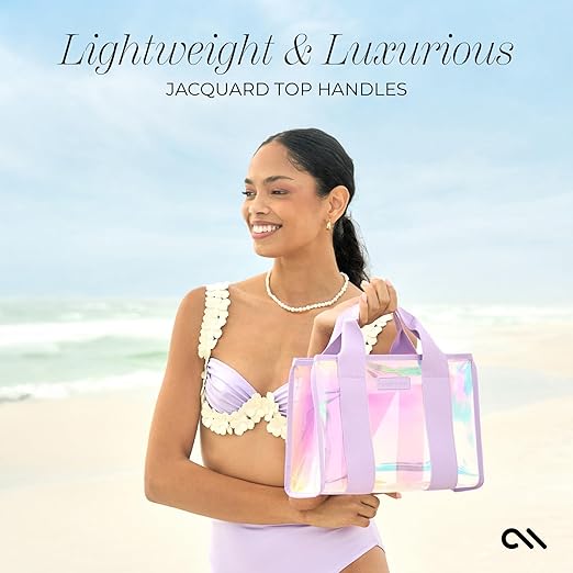 Soap Bubble Small Beach Tote - Iridescent with Crossbody Strap - Waterproof, Tip-Proof, Foldable & Washable