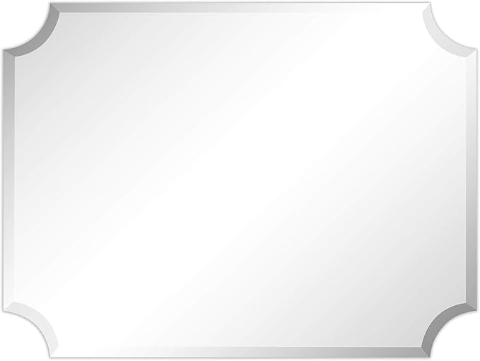 Frameless Rectangle Scalloped Beveled Wall Mirror