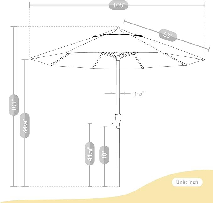 Sunbrella Aluminum Patio Umbrella, Crank Lift, Auto Tilt, Bronze Pole, Tangerine Fabric