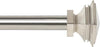 1 Inch Adjustable Satin Silver Curtain Rod for Windows & Doors Curtains with Square Finials & Brackets Set
