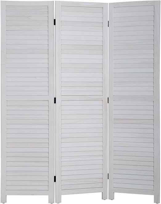 3 Panels Room Divider Rustic Wood Privacy Screens Folding Portable Partition Screen Freestanding Wall Home Furniture for Bedroom White