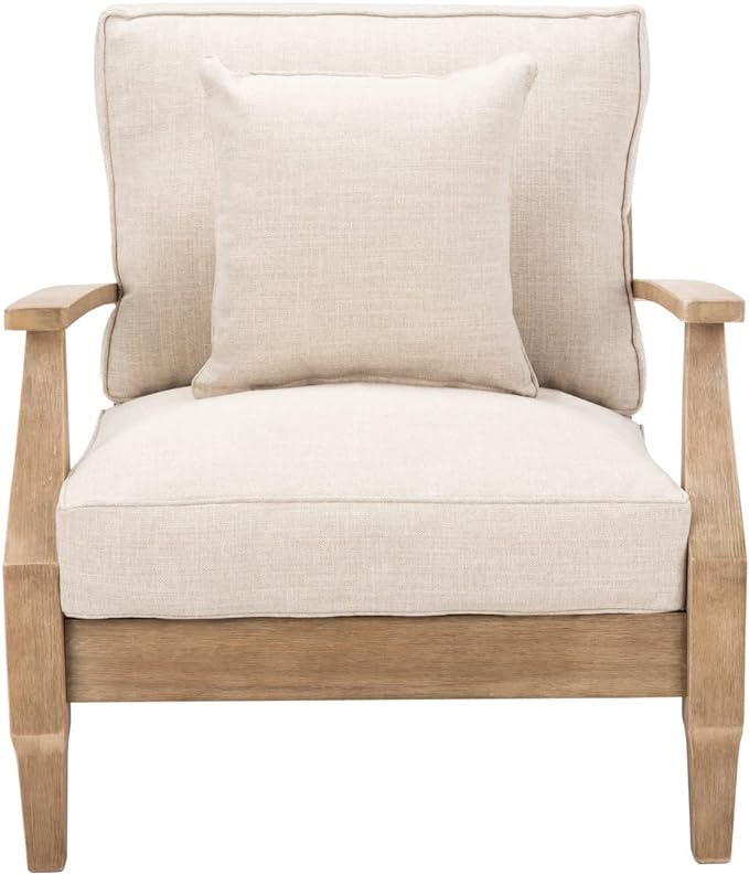 Couture Martinique Natural and White Wood Outdoor Arm Chair Patio Armchair