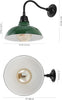 Aurora 1-Light Farmhouse Industrial Indoor/Outdoor Iron LED Gooseneck Arm Outdoor Sconce Metal Bowl Shade Vintage Cottage Rustic Porch Patio Yard Barn, Green