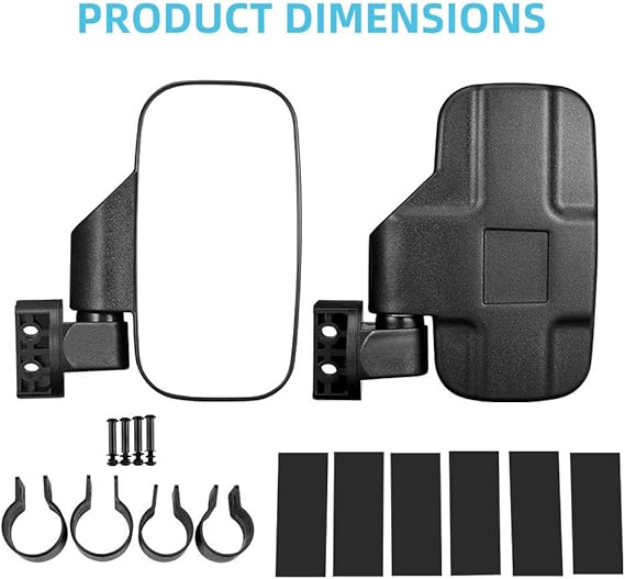 UTV Side Mirrors with Roll Bar Cage, UTV Mirrors 360 Degree Adjustable RZR Mirror Compatible with Polaris RZR Kawasaki Teryx Mule Pioneer Yamaha Rhino YXZ