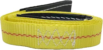 2 Pack Tree Saver, Lift Sling Straps with Reinforced Loops Vehicle Winch Strap 8000 Pound Breaking Strength, Yellow