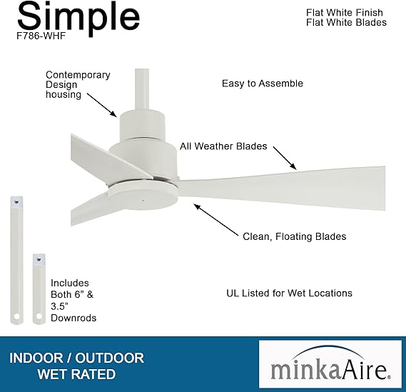 3 Blade Indoor / Outdoor Energy Star Ceiling Fan with Remote Included