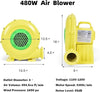 Bounce House Blower Watt  for Inflatable Bounce House Bouncy Castle,Yellow/green