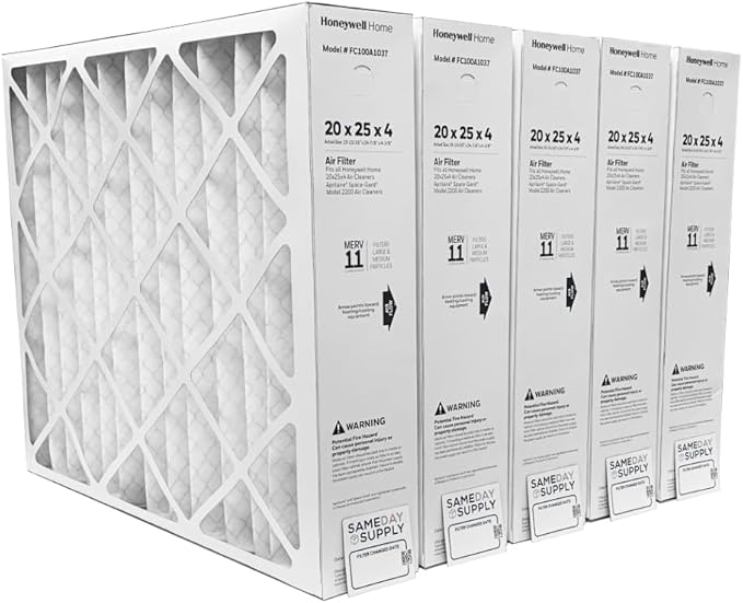 5 Pack - Pleated Air Filter, MERV 11 Bundle with Same Day Supply Filter Change Reminder