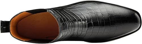 Crocodile Print Leather Business Casual Slip On Mens Formal Dress Boots