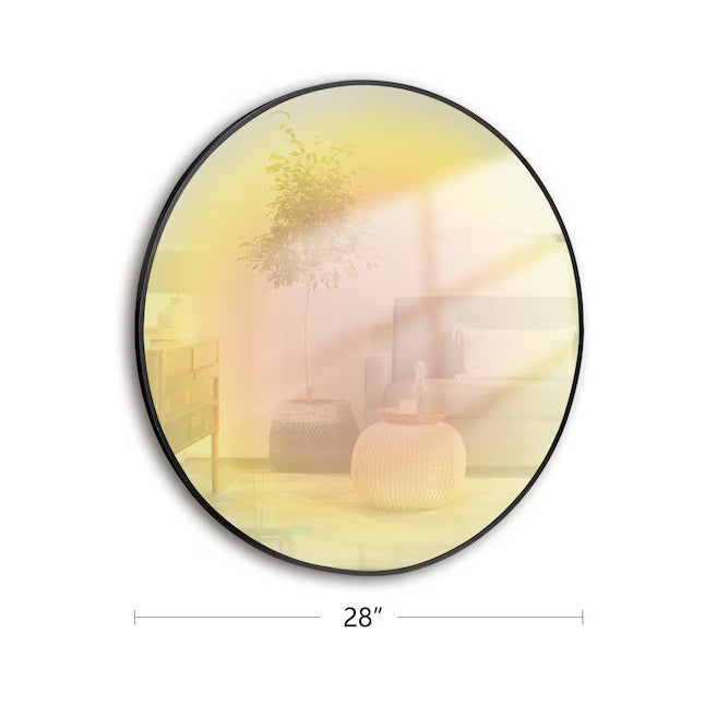 Round Black Framed Wall Mirror