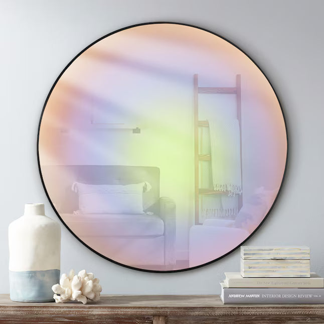 Round Black Framed Wall Mirror