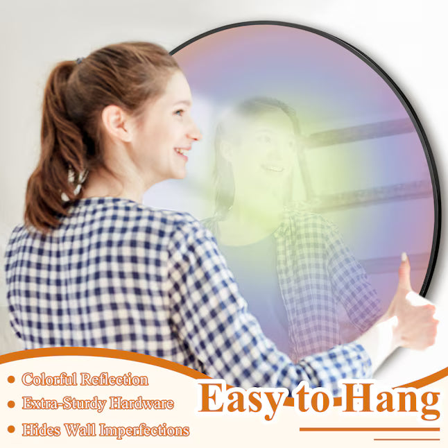 Round Black Framed Wall Mirror