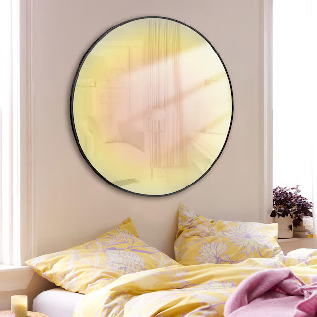 Round Black Framed Wall Mirror