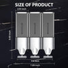 3-in-1 Quadrate Dispensers, No Drilled Wall Mounted Distributor,Hotel,Bathroom,Home (Triple, Grey)
