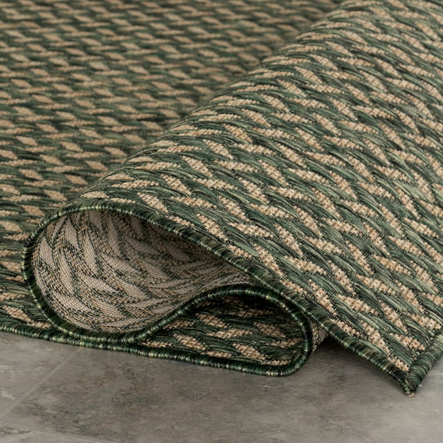 Camryn Herringbone Indoor/Outdoor Area Rug, 8' x 10', Green