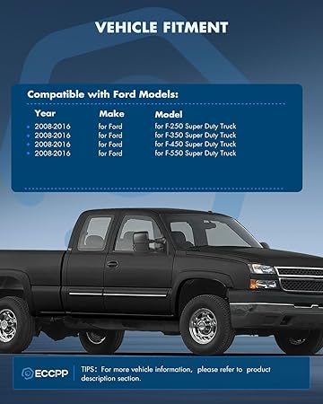 Towing Mirror, Left Driver Side Automotive Mirror with Manual Operation Turn Signal Convex Glass Manual Folding Telescoping for Ford