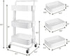 3-Tier Metal Rolling Utility Cart with 2 Lockable Wheels Storage Organizer Shelf