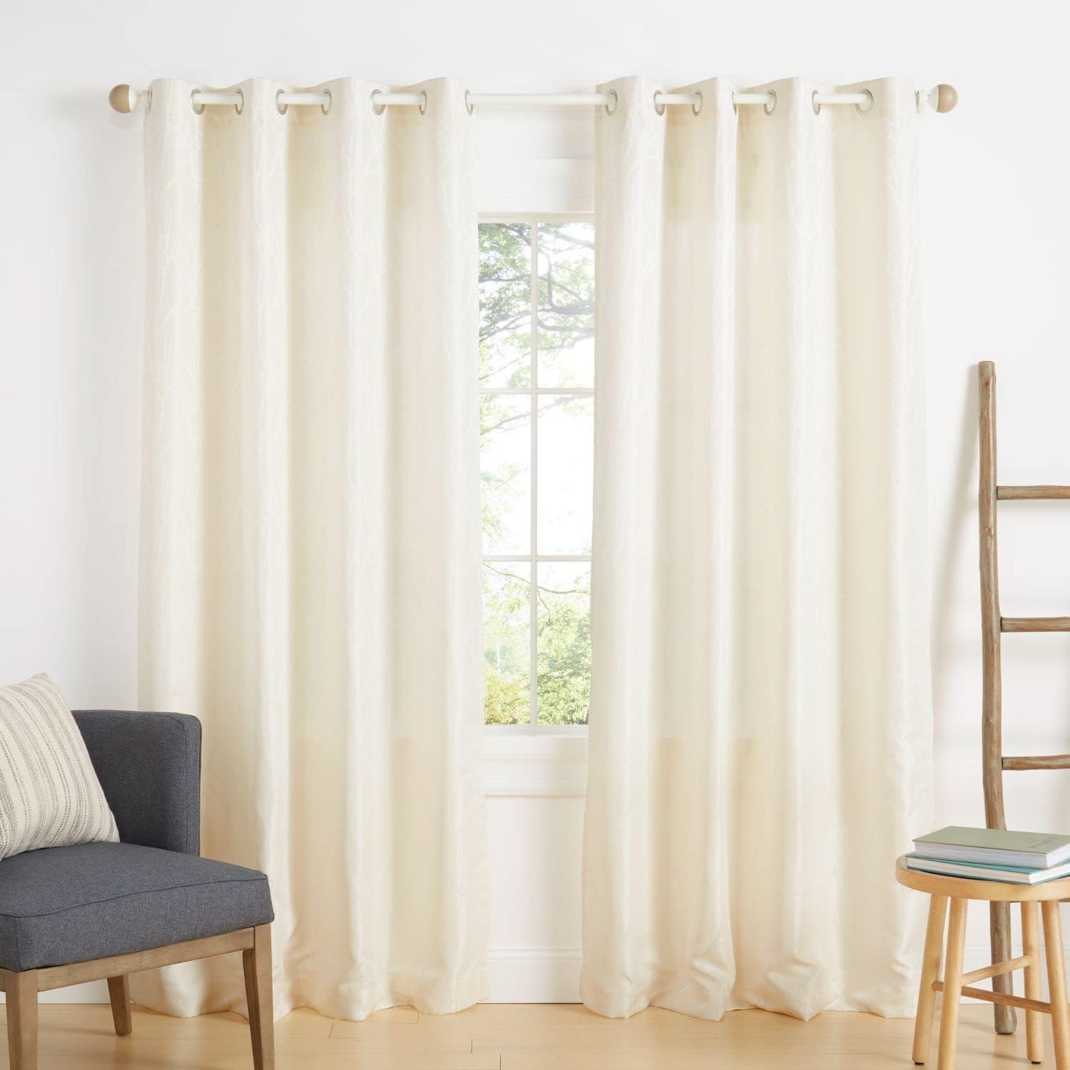 Finesse Branch Print Grommet Top Curtain Panel Pair