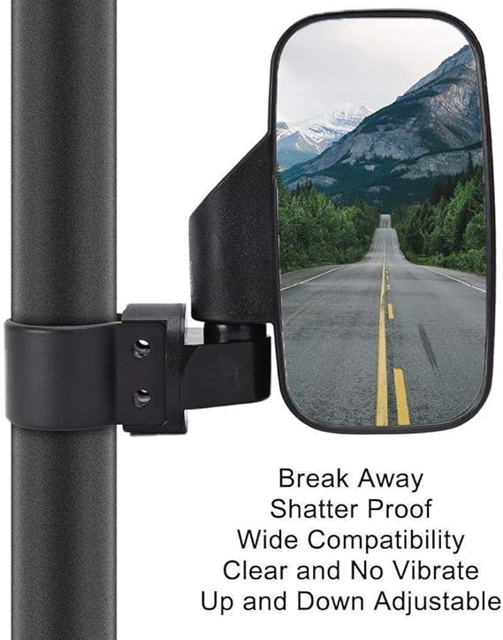 UTV Side Mirrors with Roll Bar Cage, UTV Mirrors 360 Degree Adjustable RZR Mirror Compatible with Polaris RZR Kawasaki Teryx Mule Pioneer Yamaha Rhino YXZ