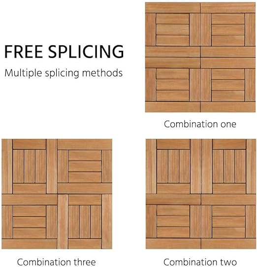 27PCS Natural Wood Deck Tiles Interlocking Patio Deck Tiles Solid Wood and Plastic Indoor&Outdoor
