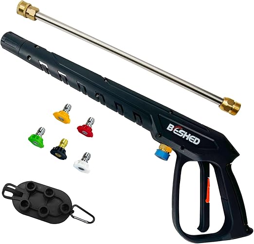 Durable Pressure Washer Gun Kit, Power Washer Gun with Replacement Extension Wand