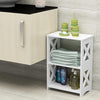 3-Tiers Side Table, Narrow End Table with Storage Shelf, White