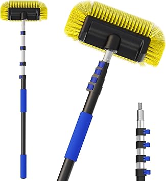 Reach Car Wash Brush with Long Handle, 12-Inch Soft Bristle Head, Blue