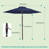 Patio Umbrellas Table Market Umbrella with 6 Ribs,Tilt Button and Crank System Outdoor Umbrella, Navy